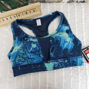 FILA Womens Blue Teal Marble Sports Bra NWT